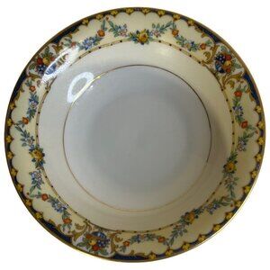 Vintage MZ Czechoslovakia China Berry Bowl 5.5" 1930s Floral Fruit Gold White